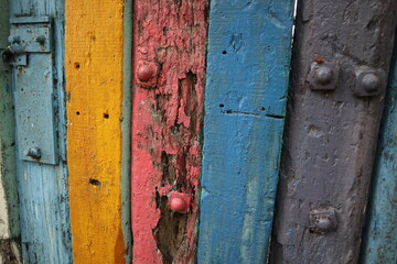 colorful hardwood fence background design for distinguish and separate concept