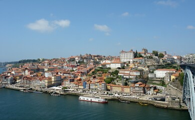 Fototapeta na wymiar Porto Old town panorama with Douro river - Portugal 