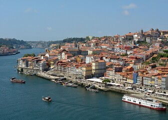 Fototapeta na wymiar Porto Old town panorama with Douro river - Portugal 