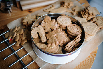 Homemade shortbread cookies. Christmas cookies. Gingerbreads.