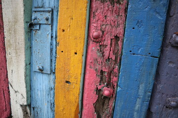 bright and colorful hardwood fence background design for distinguish and separate concept