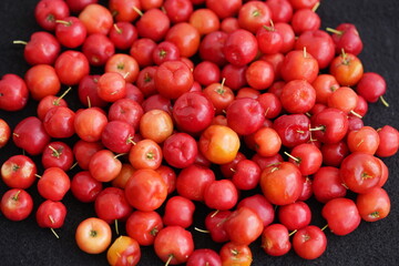 Malpighia glabra is a tropical fruit of the Malpighiaceae family. Acerola are among those with the highest levels of vitamin C; 100 g fresh juice contains up to approx. 1000-1500 mg of the vitamin. 