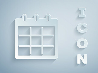 Paper cut Calendar icon isolated on grey background. Event reminder symbol. Paper art style. Vector