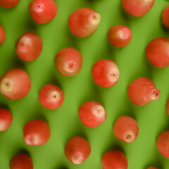 Kahuil fruit red color on green background