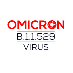 Omicron virus, new COVID-19 variant, Banner Word with Icons, Vector illustration.