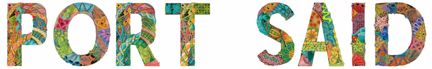 Port Said is a city that lies in north east Egypt. Vector decorative zentangle object for decoration