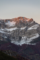 Fototapeta premium The Picos de Europa, a mountainous massif located in the north of Spain that belongs to the central part of the Cantabrian mountain range. . At present, the Picos de Europa National Park is the second