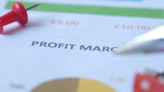 profit margin text on financial charts on table 