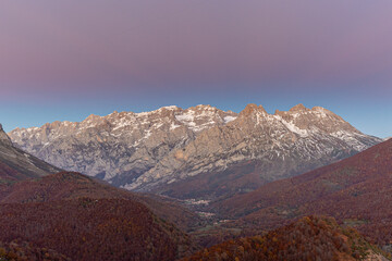 The Picos de Europa, a mountainous massif located in the north of Spain that belongs to the central...