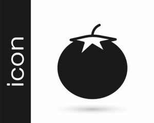 Black Tomato icon isolated on white background. Vector