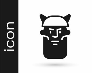 Black Viking head icon isolated on white background. Vector
