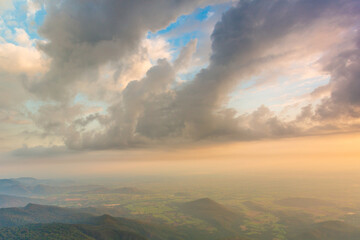 mountains and sky at sunrise,Early morning in a mountain
