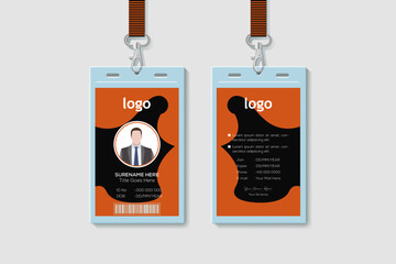 Corporate Office Vertical Double-sided ID Card Design Template. Flat Identity Card Design Vector Illustration