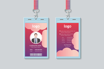 Corporate Office Id Card Design Template. Vertical Double-sided Flat Identity Card Design Vector Illustration