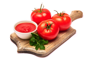 Beautiful fresh red tomato vegetable isolated on white background