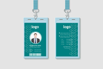 Simple Business  Office Vertical Double-sided ID Card Design Template. Flat Identity Card Design Vector Illustration