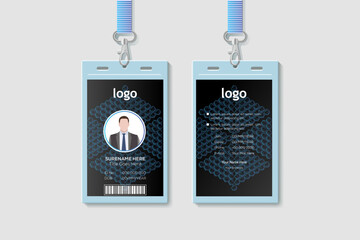 Simple Business  Office Vertical Double-sided ID Card Design Template. Flat Identity Card Design Vector Illustration