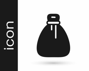 Black Old money bag icon isolated on white background. Cash Banking currency sign. Vector