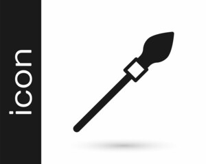 Black Medieval spear icon isolated on white background. Medieval weapon. Vector