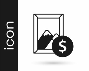 Black Auction painting icon isolated on white background. Auction bidding. Sale and buyers. Vector