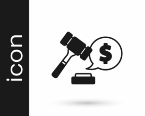 Black Auction hammer price icon isolated on white background. Gavel - hammer of judge or auctioneer. Bidding process, deal done. Auction bidding. Vector