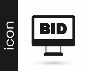 Black Online auction icon isolated on white background. Bid sign. Auction bidding. Sale and buyers. Vector