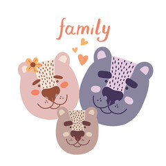 Cute bear family illustration with lettering on white background