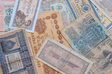 Obraz premium Imperial Russia.Old royal money. State credit card Russia, late 19th early 20th century. background