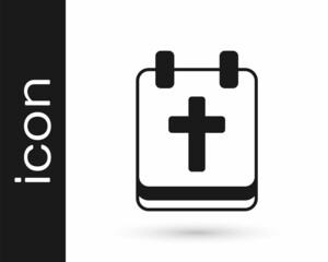 Fototapeta premium Black Calendar with Easter icon isolated on white background. Spring Christian Holiday symbol. Vector
