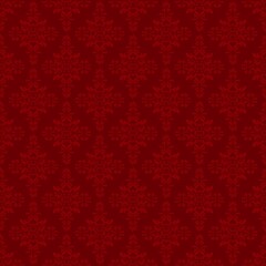 Red background. Victorian red seamless pattern. Vector. Red color.