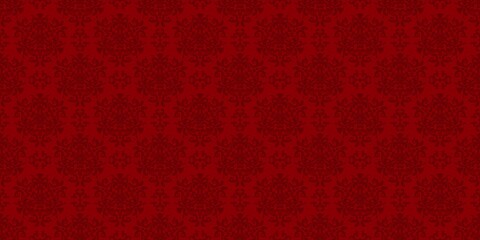 Rich red vintage background. Seamless vector damask pattern. Red color. Vector.
