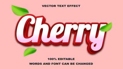 TEXT EFFECT EDITABLE CHERY RED AND WHITE