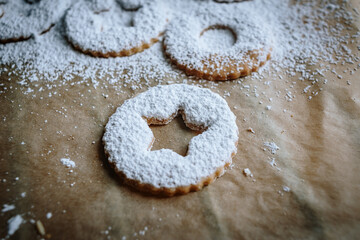 Homemade shortbread cookies. Christmas cookies. Gingerbreads.