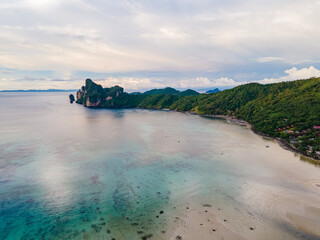  Koh Phi Phi Thailand, Turquoise clear water Thailand Koh Pi Pi, Scenic aerial view of Koh Phi Phi...