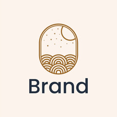 Vector logo design template ocean. abstract summer and vacation badge and emblem for holiday rentals, travel services, tropical spa and beauty studios	
