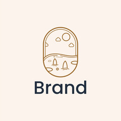 Obraz premium Vector logo design template ocean. abstract summer and vacation badge and emblem for holiday rentals, travel services, tropical spa and beauty studios 