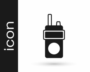 Black Walkie talkie icon isolated on white background. Portable radio transmitter icon. Radio transceiver sign. Vector