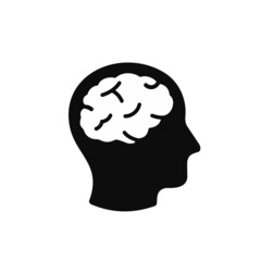 Head with brain icon. Simple vector design silhouette symbol.