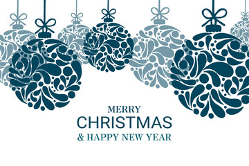 Merry Christmas and happy new year, vector background, abstract vortex Christmas tree balls