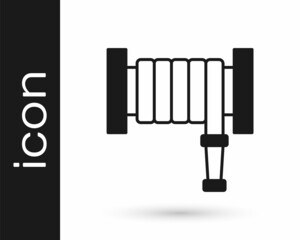Black Fire hose reel icon isolated on white background. Vector