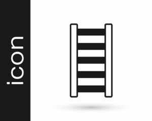 Black Fire escape icon isolated on white background. Pompier ladder. Fireman scaling ladder with a pole. Vector