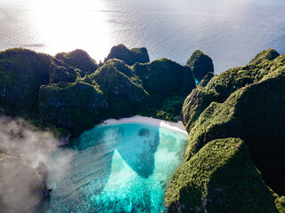 Maya Bay Koh Phi Phi Thailand, Turquoise clear water Thailand Koh Pi Pi, Scenic aerial view of Koh...