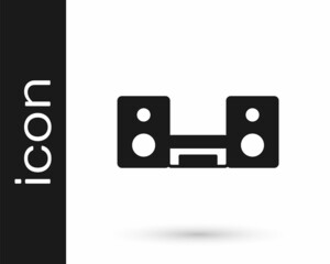 Black Home stereo with two speakers icon isolated on white background. Music system. Vector