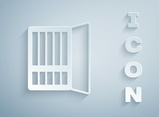 Paper cut Cigarette case icon isolated on grey background. Tobacco sign. Smoking symbol. Paper art style. Vector