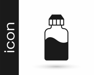 Black Vape liquid bottle for electronic cigarettes icon isolated on white background. Vector