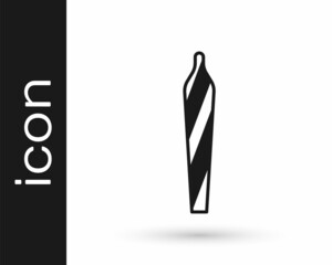 Black Marijuana joint, spliff icon isolated on white background. Cigarette with drug, marijuana cigarette rolled. Vector