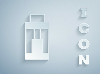 Paper cut Vape mod device icon isolated on grey background. Vape smoking tool. Vaporizer Device. Paper art style. Vector