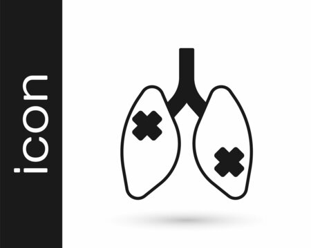 Black Disease lungs icon isolated on white background. Vector