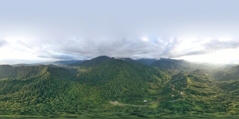 360 panorama mountains covered with clouds