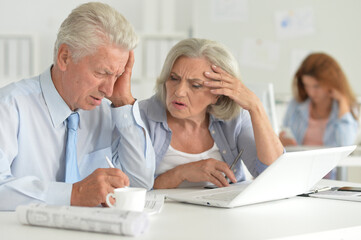 senior couple working together in office
